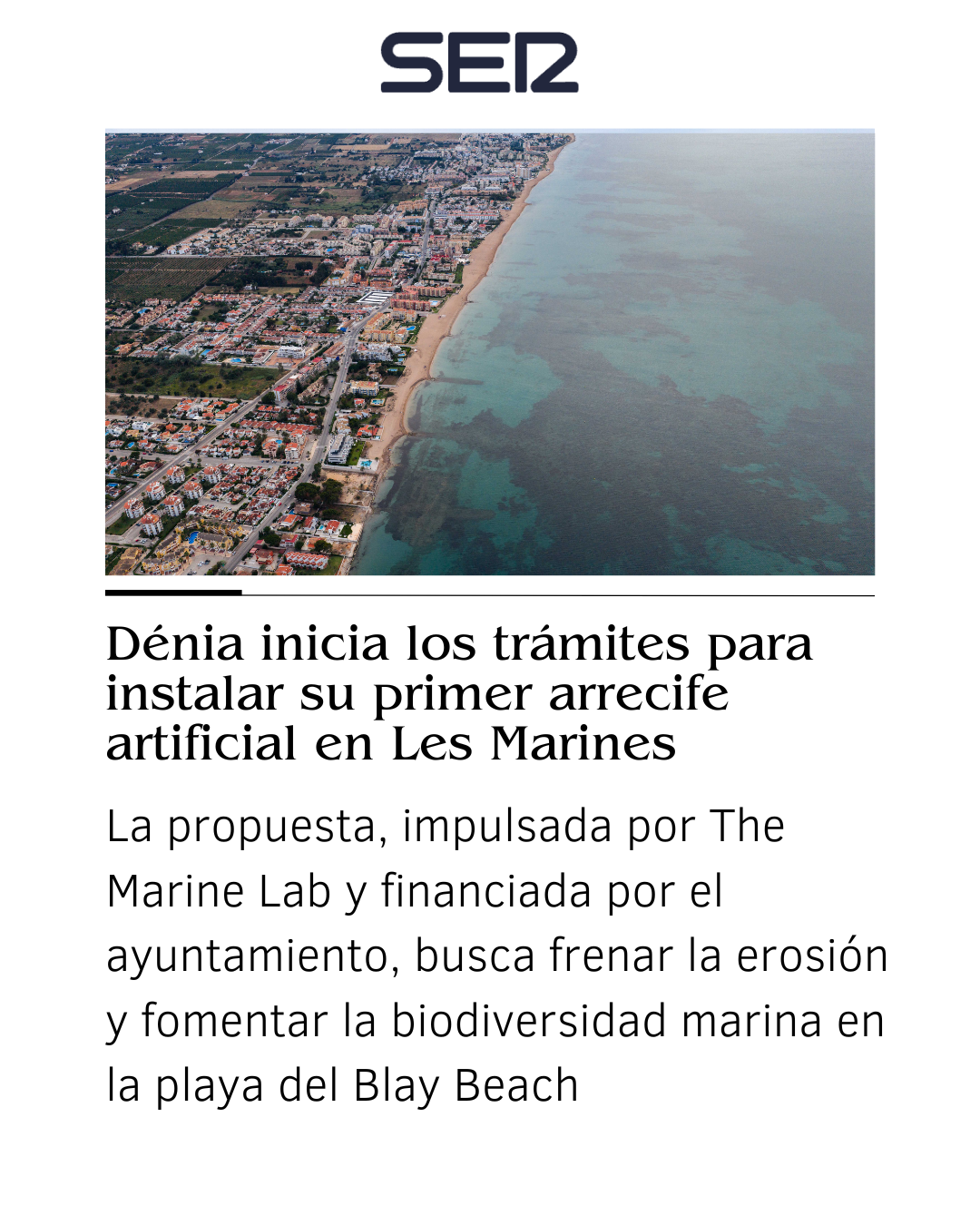 Cadena SER — Dénia inicia los trámites para instalar su primer arrecife artificial